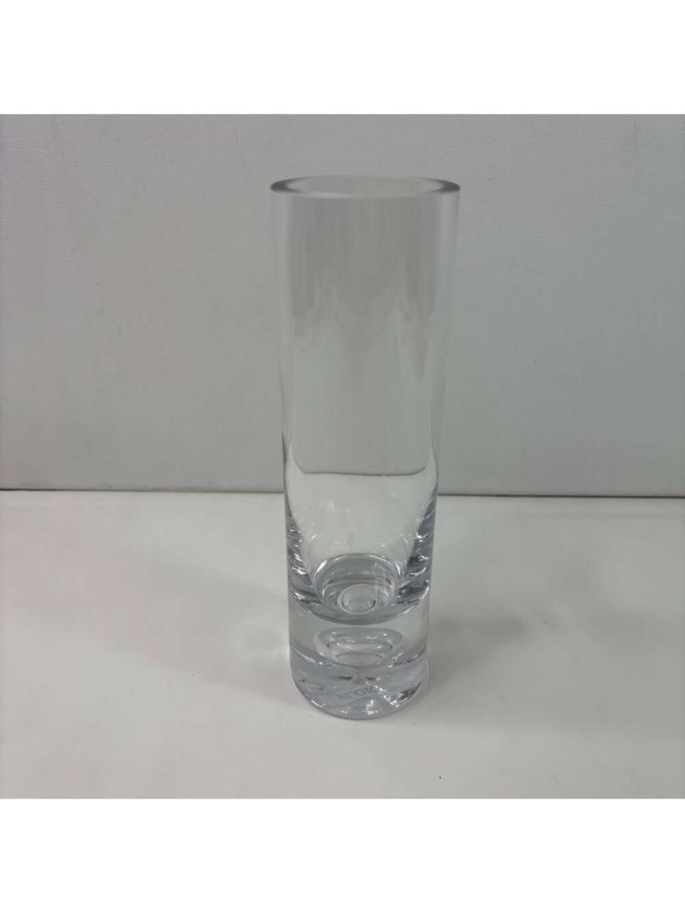 Kosta Boda Debi Lilly Clear Glass Bud Vase Bubble Base Slight Staining 8" High